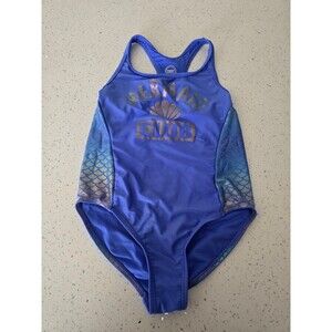 Wonder Nation Girls One Piece Swimsuit Blue Ombre Racerback Size 7/8